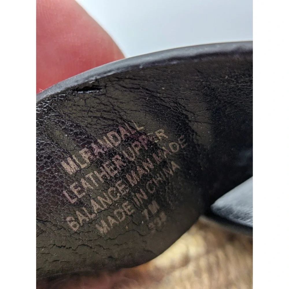 Marc Fisher LTD Adalyn Black Leather Espadrille Wedge Sandals Womens 7M